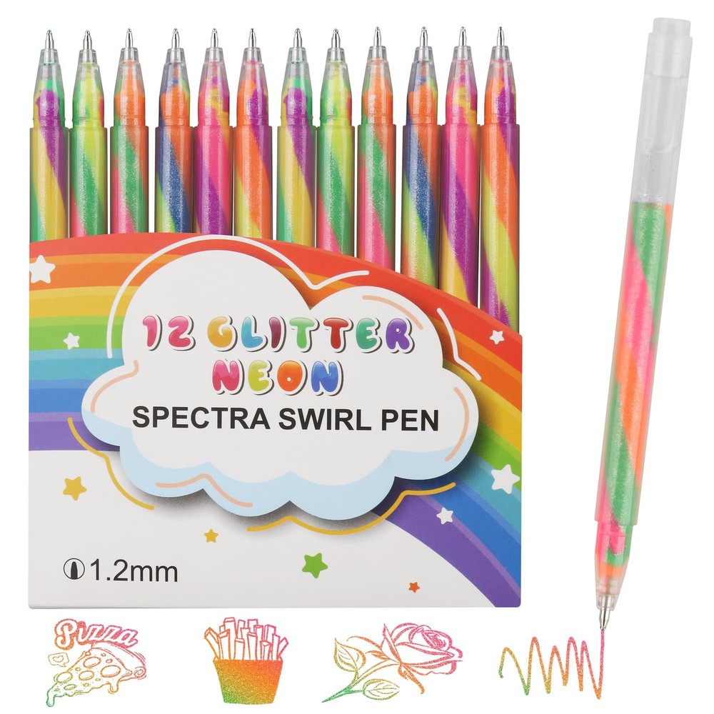 12 Pack Mixing of 3 Colors Rainbow Glitter Gel Pens,Magic Color Changing Pen,…
