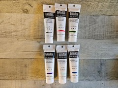 6 Liquitex Heavy Body Acrylic Prussian Blue Sap Green Naphthol Crimson Dioxazine