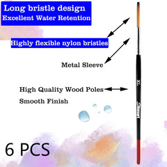 Lettering Quill Brushes, 6 Pcs, Sizes XL, L, M, S, XS, XXS for Sign Painting
