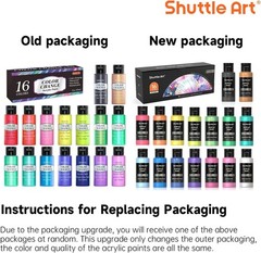 Color Change Acrylic Paint Set, 16 Chameleon Iridescent Colors, 60ml, Non-Toxic