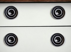 Set of Eight Black And Gray Ceramic And Metal Drawer Pull Knobs
