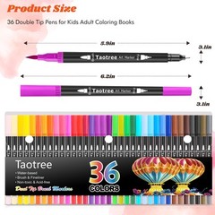 36 Colors Dual Tip Art Markers Pens for Kids Adult Coloring Books, Artist Fin…