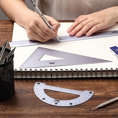 Mr. Pen- Metal Geometry Kit, 4 Pack, 45° & 30°/60° Set Squares Periwinkle Gray