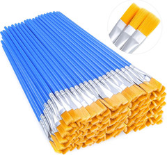 100Pcs Small Paint Brushes Bulk, Anezus Flat Top Acrylic Classroom Brush for Kid
