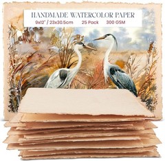 Wanderings Thick Handmade Vintage Watercolor Paper with Deckle Edge – 9×12-300GS