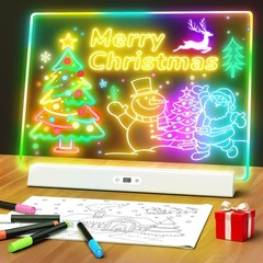 LED Note Board with Colors, Rechargeable 17-Inch Doodle Glow 9-Mode Light Up …
