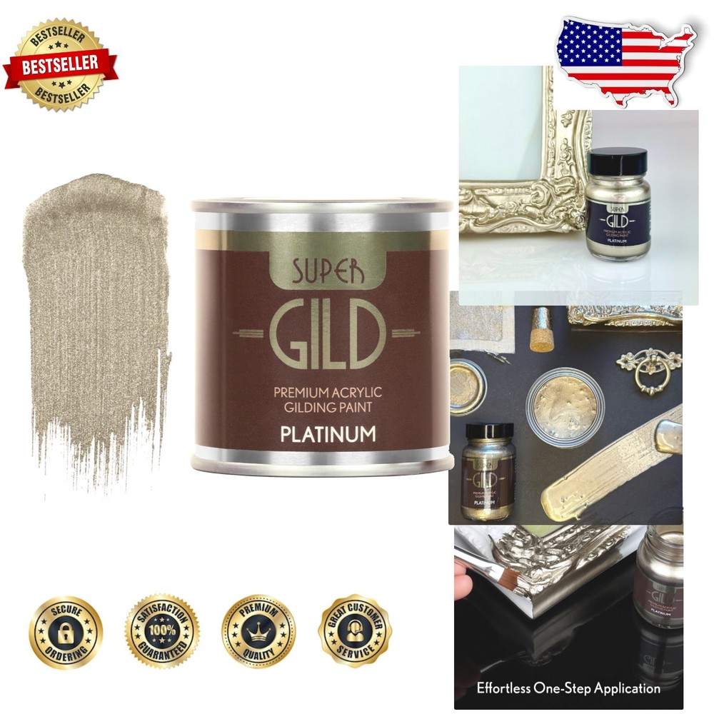 Super GILD Platinum Acrylic Paint – High Pigment Metallic Enamel, 125ml, Mult…