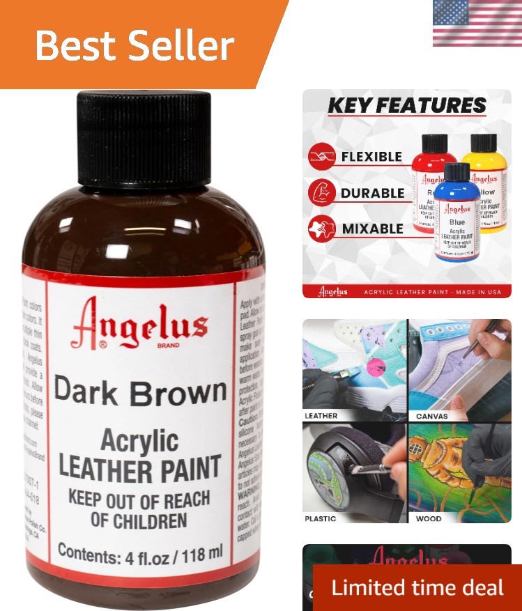 Waterproof Dark Brown Acrylic Leather Paint – 4 fl oz Liquid for Shoes & More