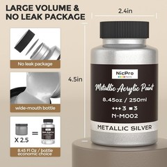 Glossy Silver Leaf Acrylic Paint 8.45oz – Perfect for Multi-Surface Crafts