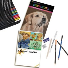 CwhaleCblu Art Drawing Set Supplies, Sketching Kit with Multicolor