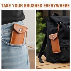 Travel Watercolor Brushes Paintbrush Set Leather Pouch Acrylic Oil 4 PCS