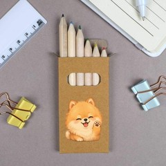 6 x ‘Waving Pomeranian Dog’ Short Colour Pencils (PE00097558)
