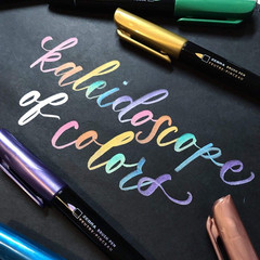 , Metallic Brush Pens, Gold, Silver, and Rose Gold Ink, Medium Brush Tip Mimics