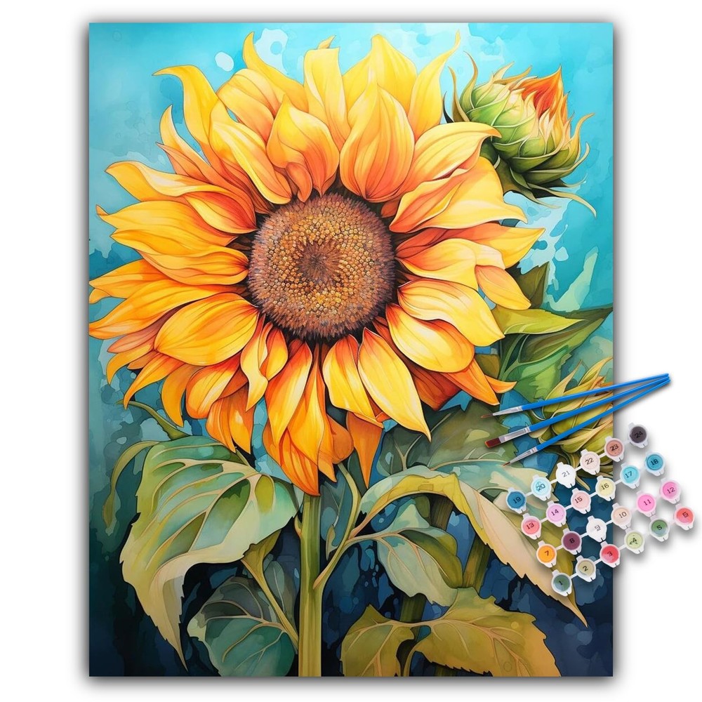 Offito Paint by Numbers Kit for Adults- Sunflowers Adult Frameless, BLOP1P217