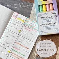 Marvy Uchida 8000-6P Pastel Liner Pen Set, Large Tip, Multiple Colors