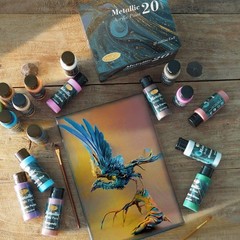 HissiCo Metallic Acrylic Paint Set of Premium 20 Colors, Professional Grade M…