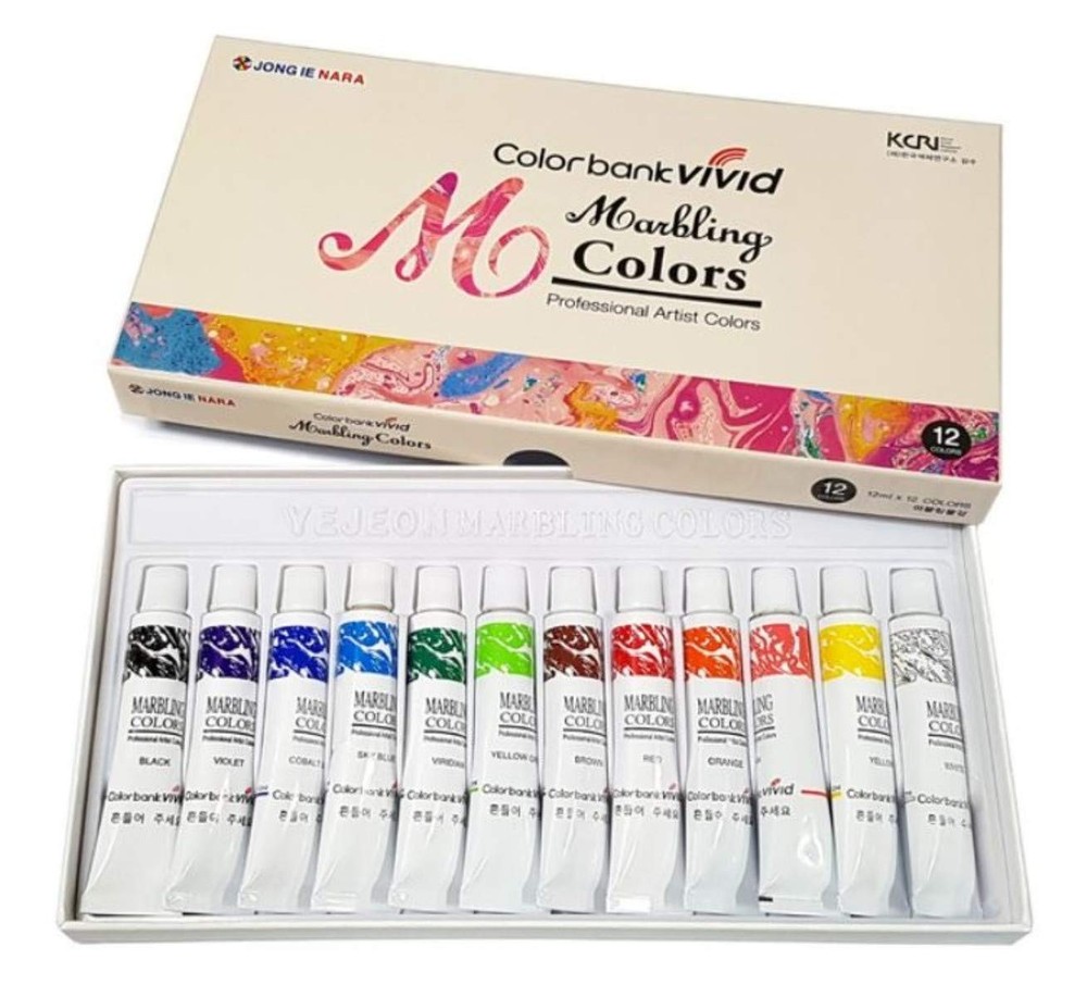 New Water Marbling 0.4 Fl Oz (Pack of 12), Blue,Green,Orange,Sky Blue,White