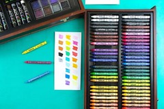 142 Pc Art Set With Colored Pencils, Crayons, Pastels, Watercolors In Wood Carry