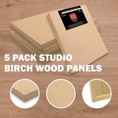 Unfinished Birch Wood Boards Canvas for Painting, 5 Packs 3/4” Deep 9” x 12…