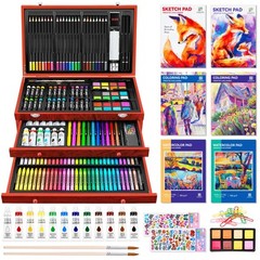Art Supplies 269 Piece Deluxe Art Set with 6 Drawing Pads Watercolor Paints C…