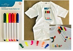 7 x Fabric Marker Pens Set. Permanent on Clothing Textiles Dye T-Shirt Shoes etc