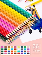 Deli 36 Pack Colored Pencils with Built-in Sharpener in Tube Cap, Vibrant Color