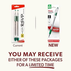 R.S.V.P. Ballpoint Pen, Fine Line, Green Ink, 2 Pack (BK90BP2D)