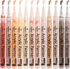 Dual Tip Acrylic Paint Markers Pens, 12 Colors Extra Fine Dual Tip 12 Colors