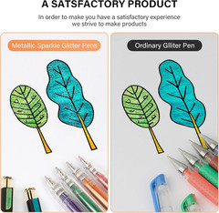 Retractable Glitter Gel Pens Set 12 Colors Metallic Sparkle Ink Fine Point for