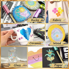 Metallic Paint Markers, 18 Colors Acrylic Paint Metallic Markers for Black Paper