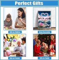 DPHERO 5D White Swan Diamond Painting Kits for Adults,Love Heart,