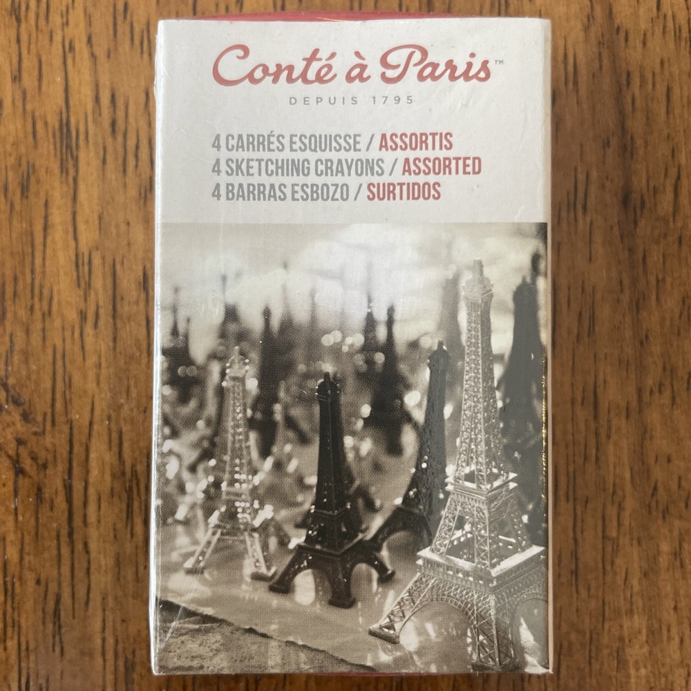 Conte a Paris Classic Color Crayon Matchbox 4-Pack – Sanguine Bistre Black White