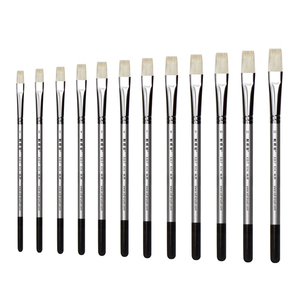 XDT#836 Bright Art Brush Set Soft White Goat Short Handle Oil Watercolor