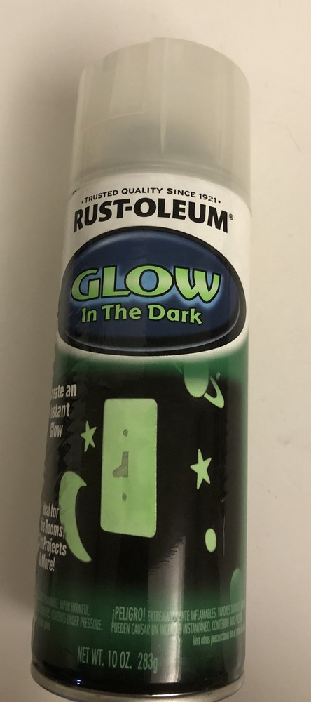 1) Rust-Oleum 267026 Exterior Glow in The Dark Fabric Fast Dry Spray Paint 10oz