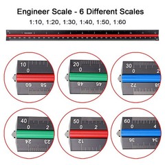 OwnMy 3 Pack 12 Inch Solid Aluminum Triangular Architect Scale Ruler Black