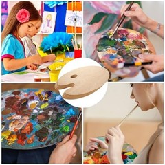 25 Pack Wood Painting Palette, Oil Wooden Paint Palette, Oval-Shaped Artist