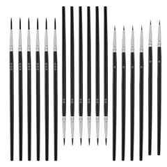 30Pcs Miniature Paint Brush Set Reusable Nylon Wood Black for Decoration Art