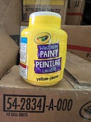 Case Of 12 Bottles Crayola Washable Paint Yellow. 2oz Each Bottle. New.