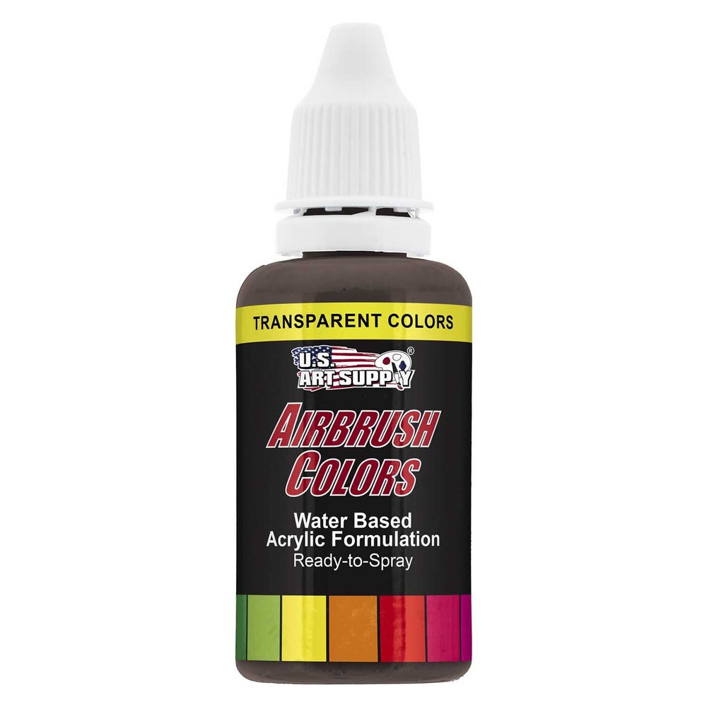 US Art Supply 1-Ounce Transparent Dark Brown Airbrush Paint