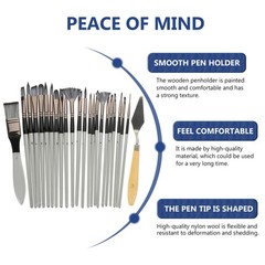 1 Set Multi Color Artist Paint Brush Set Wood Nylon for Watercolor Acrylic Oil