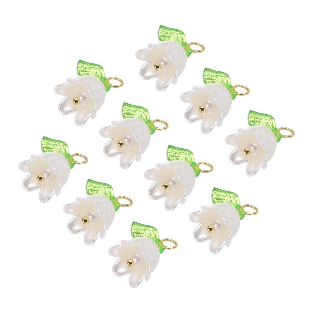 10PCS 13x14mm Acrylic Flower Charm Lily of the Valley Jewelry White