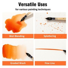 Falling in Art Natural Squirrel Hair Professional Watercolor Paint Brush, Round