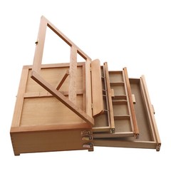 Adjustable Beech Wood Tabletop Easel with 3 Drawers & Storage