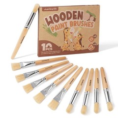 Kids Paint Brushes Set, Jumbo Round & Flat, Wood Handle, 10 Pcs