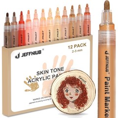 Skin Tone Paint Pens 12 Count, Acrylic Markers for Wood Glass Fabric