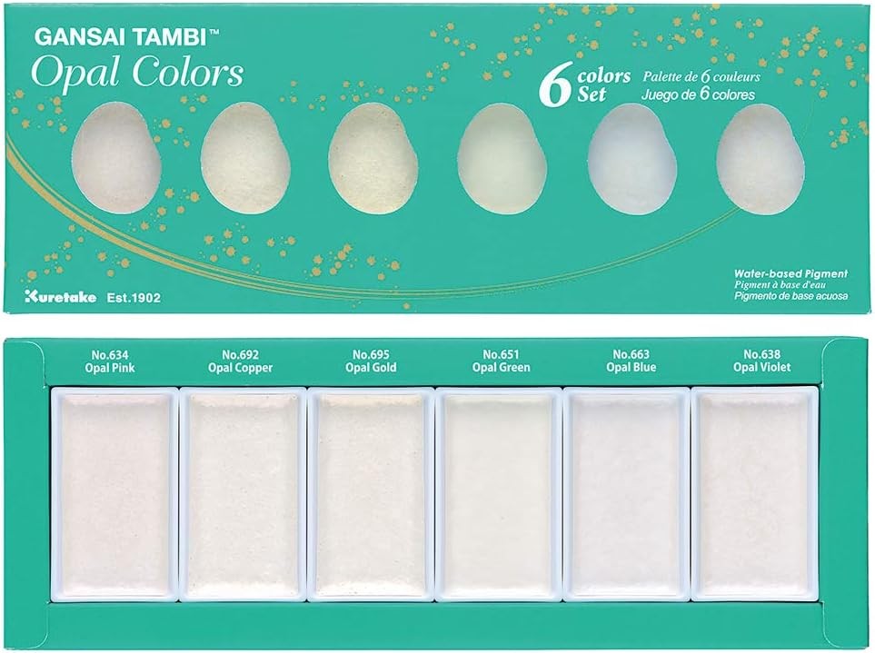 Kuretake GANSAI TAMBI OPAL COLORS, 6 2.65 Ounce (Pack of 1), 6 colors set