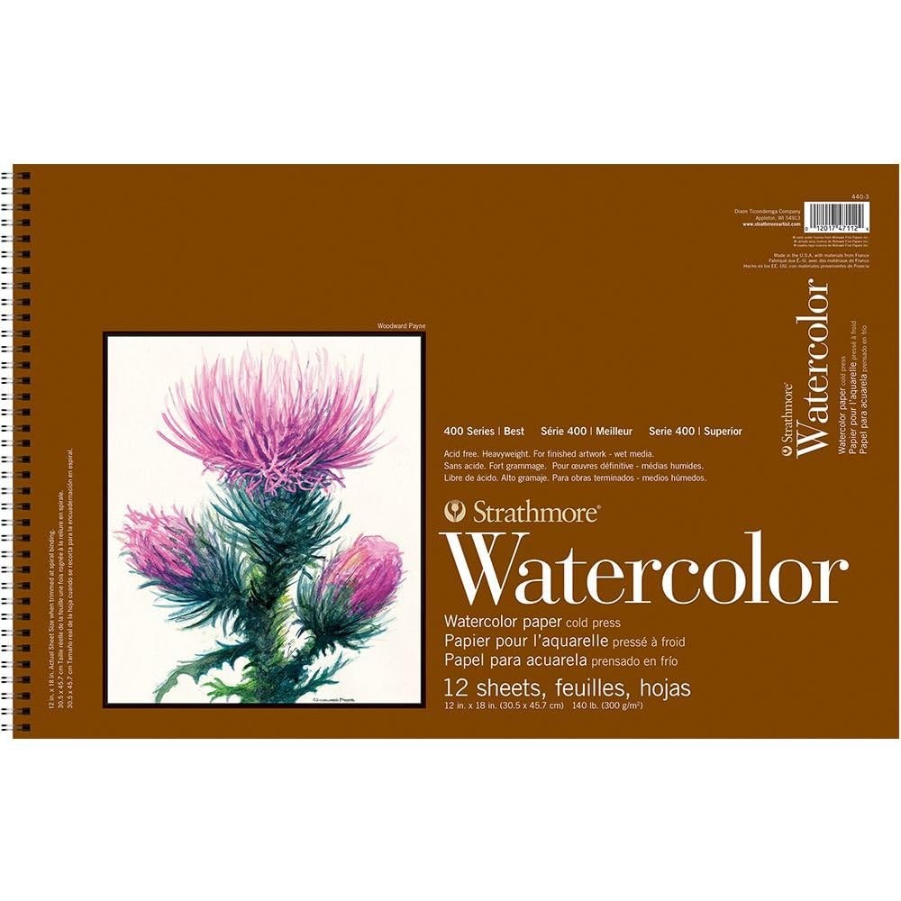 Strathmore 12×18 Cold Press Watercolor Pad White 200 lb Wire Bound Paper