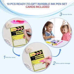 Invisible Ink Pens for Kids, 10-Pack UV Blacklight Pens with Activity Cards &…