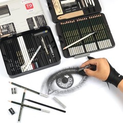 72 Pack Sketch Drawing Pencils Kit with Sketchbook and 3 color Drawing Paper