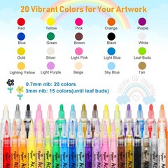35 Premium Acrylic Paint Marker Pens, Double Pack of Both Extra Fine and Medi…